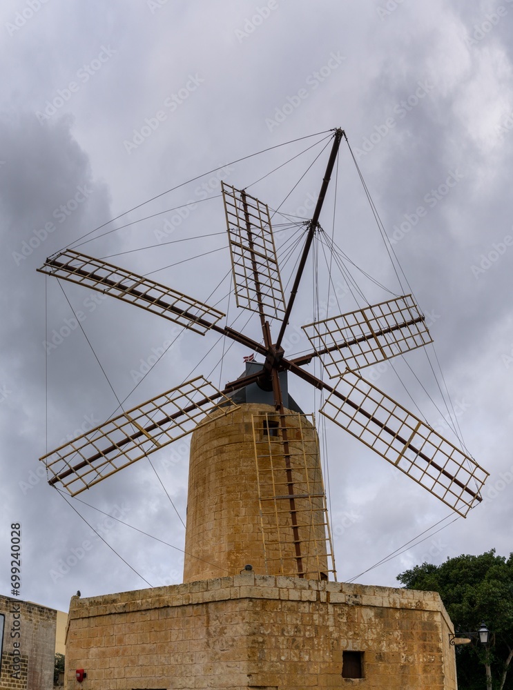 view of the historic Xewkija windmill on Gozo Island in Malta view of the historic Xewkija windmill on Gozo Island in Malta