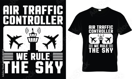 Air traffic controller t-shirt design graphic. 