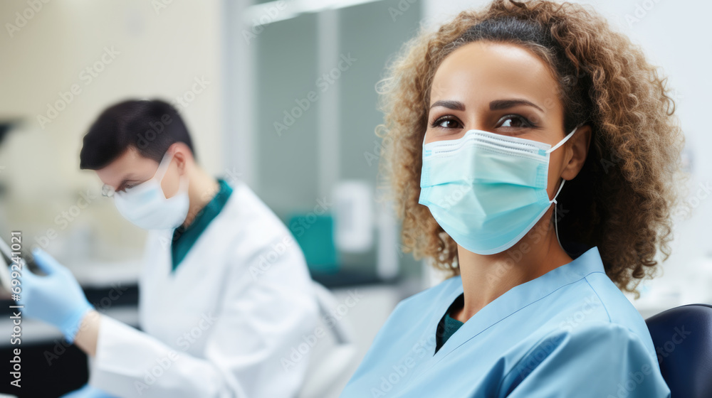Portrait of female dentist in clinic Portrait of female dentist in clinic