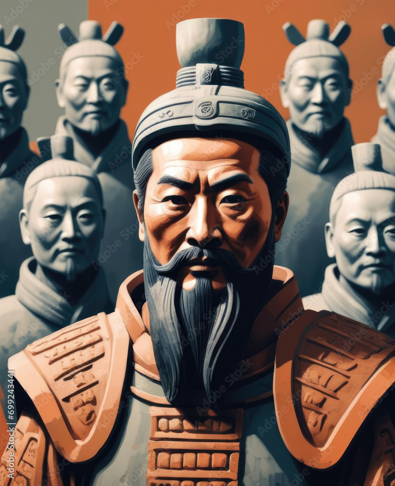 Emperor Qin Shi Huang - Mid-shot portrait of an ancient historical ...