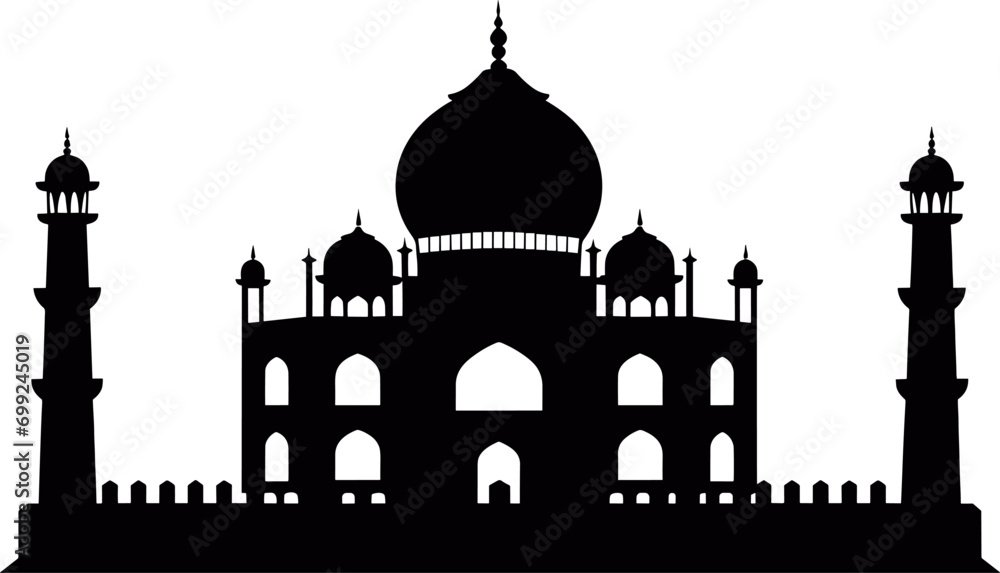 Vector illustration of a Muslim Mosque Silhouette. AI generated illustration.