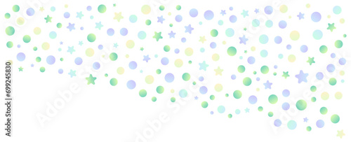 Stars and circles corner particles. Vector illustration.