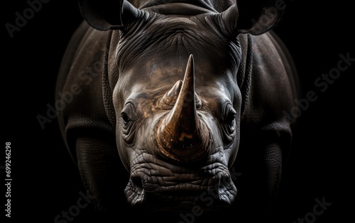 Rhino Rhinoceros , Dangerous Big Horn Facea animal