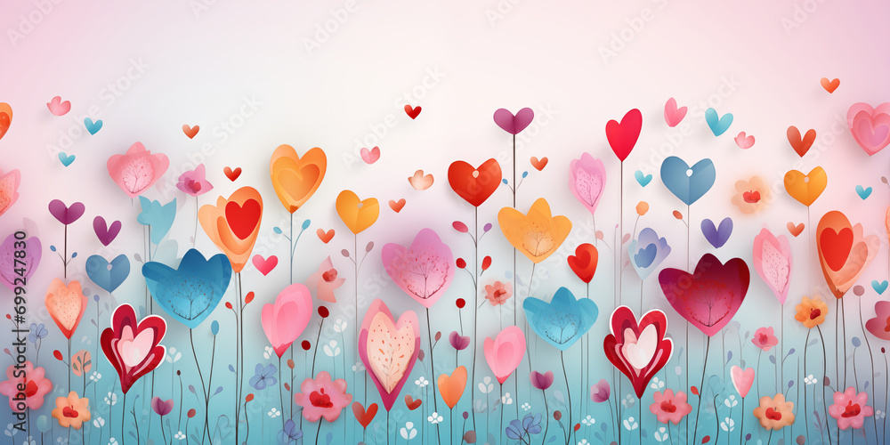 Valentine's Day background with colourful flowers