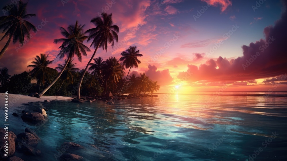 tropical sunset beach island,