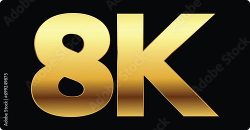 8K Resolution Ultra HD sign | 8K in Golden Ultra HD label vector | High Resolution 