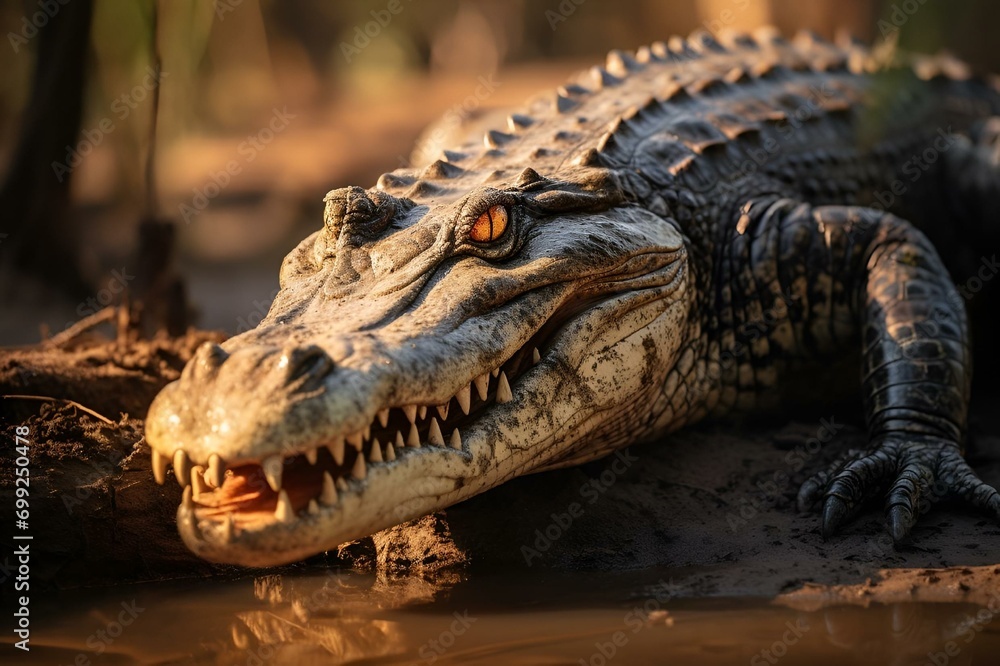 Fototapeta premium AI generated illustration of An Alligator floating in a body of water