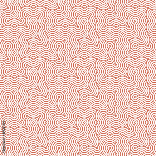 Brown abstract geometric japanese overlapping circles lines and waves pattern