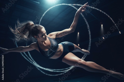 Rhythmic gymnastics jumps. Generative AI