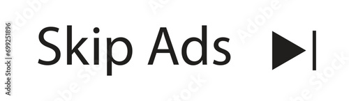 Skip Ad button set of white and white vector | Advertising skip