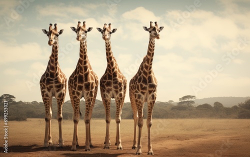 Small herd of giraffes in natural habitat