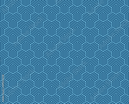 Seamless Abstract geometric y lines blue pattern background