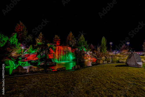 McEuen Park in Coeur D'Alene at Night, Idaho photo