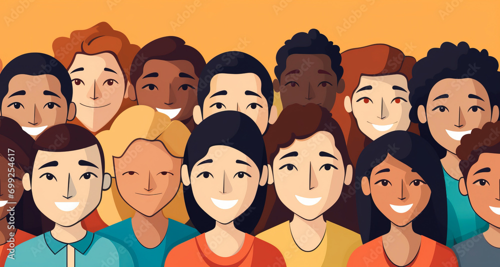 Banner cartoon image of people from different nationalities and ethnicities Banner cartoon image of people from different nationalities and ethnicities