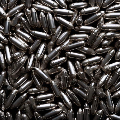 Fotografia con detalle y textura de multitud de balas de tonos metalicos photo