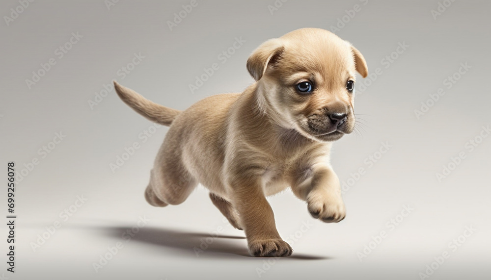 Cute puppy sitting, looking at camera, playful, fluffy, purebred dog generated by AI