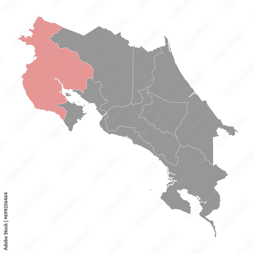 Guanacaste province map, administrative division of Costa Rica. Vector illustration.