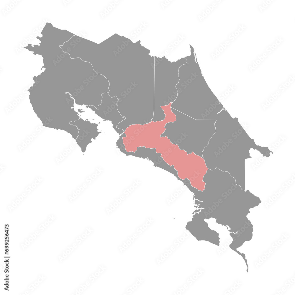 San Jose province map, administrative division of Costa Rica. Vector illustration.