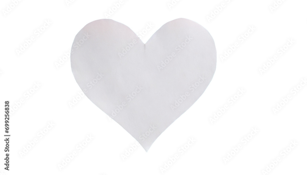 White paper heart on a transparent background