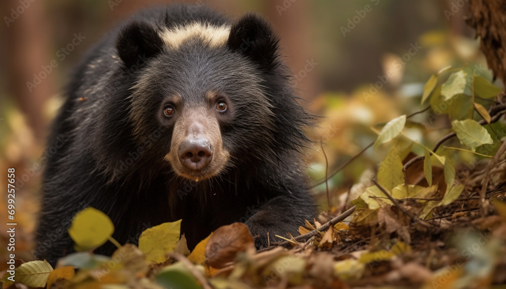 Cute puppy sitting in the forest, looking at camera playfully generated by AI Cute puppy sitting in the forest, looking at camera playfully generated by AI