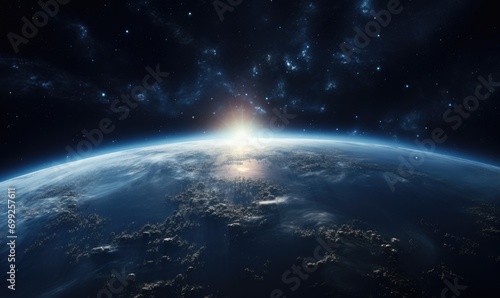 Earth at he night. Abstract wallpaper. City lights on planet. Civilization.  © grigoryepremyan
