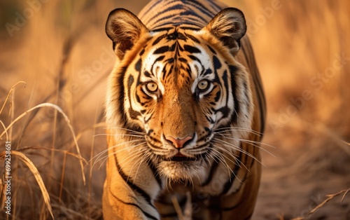 Great tiger male in the nature habitat. © grigoryepremyan