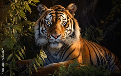 Great tiger male in the nature habitat.