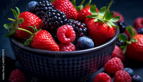 Freshness of summer berries  a healthy  organic  sweet and juicy dessert generated by AI