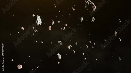 Flying Through Asteroid Field HD Space Scene photo