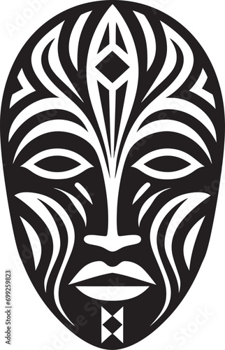 Ancestral Visions Tribal Mask in Vector Form Ritualistic Threads African Tribe Mask Emblem