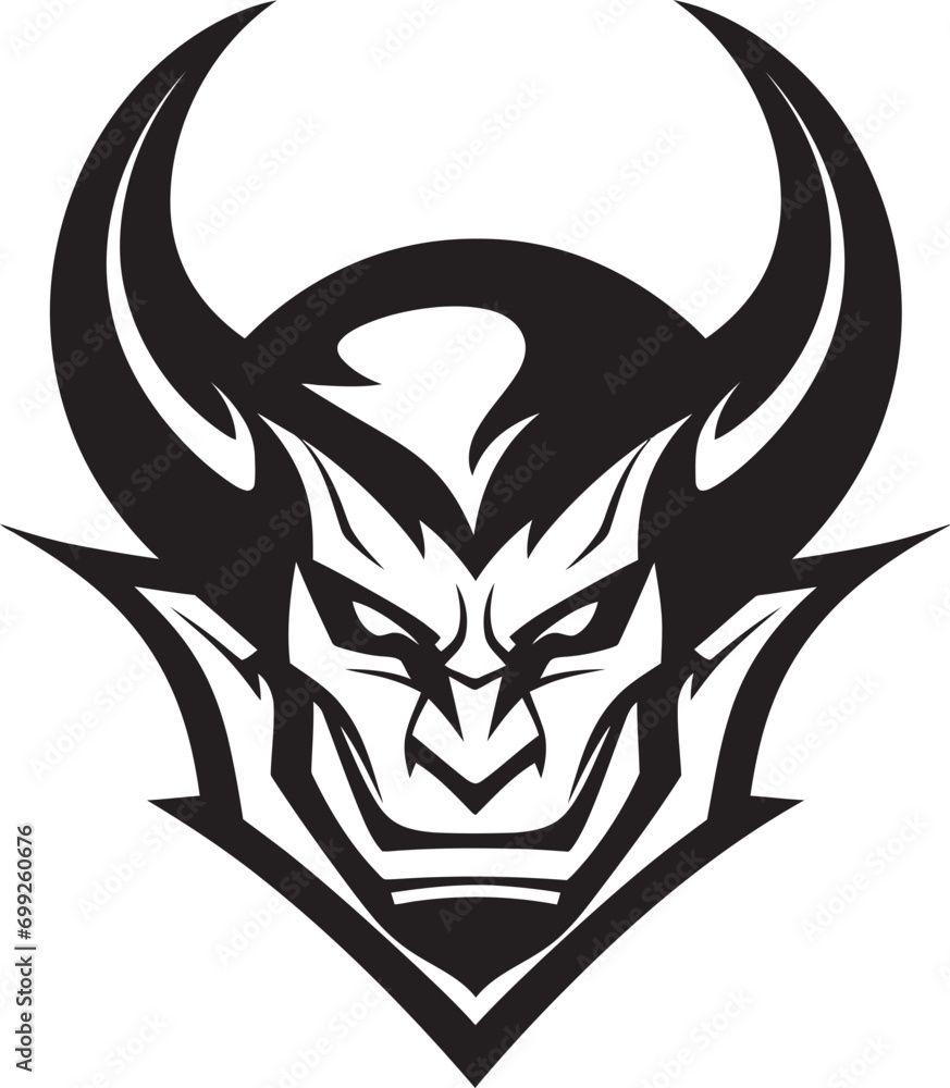 Dark Temptation Aggressive Devil s Face Emblem Fiery Malevolence Vector Devil s Face Icon Dark Temptation Aggressive Devil s Face Emblem Fiery Malevolence Vector Devil s Face Icon