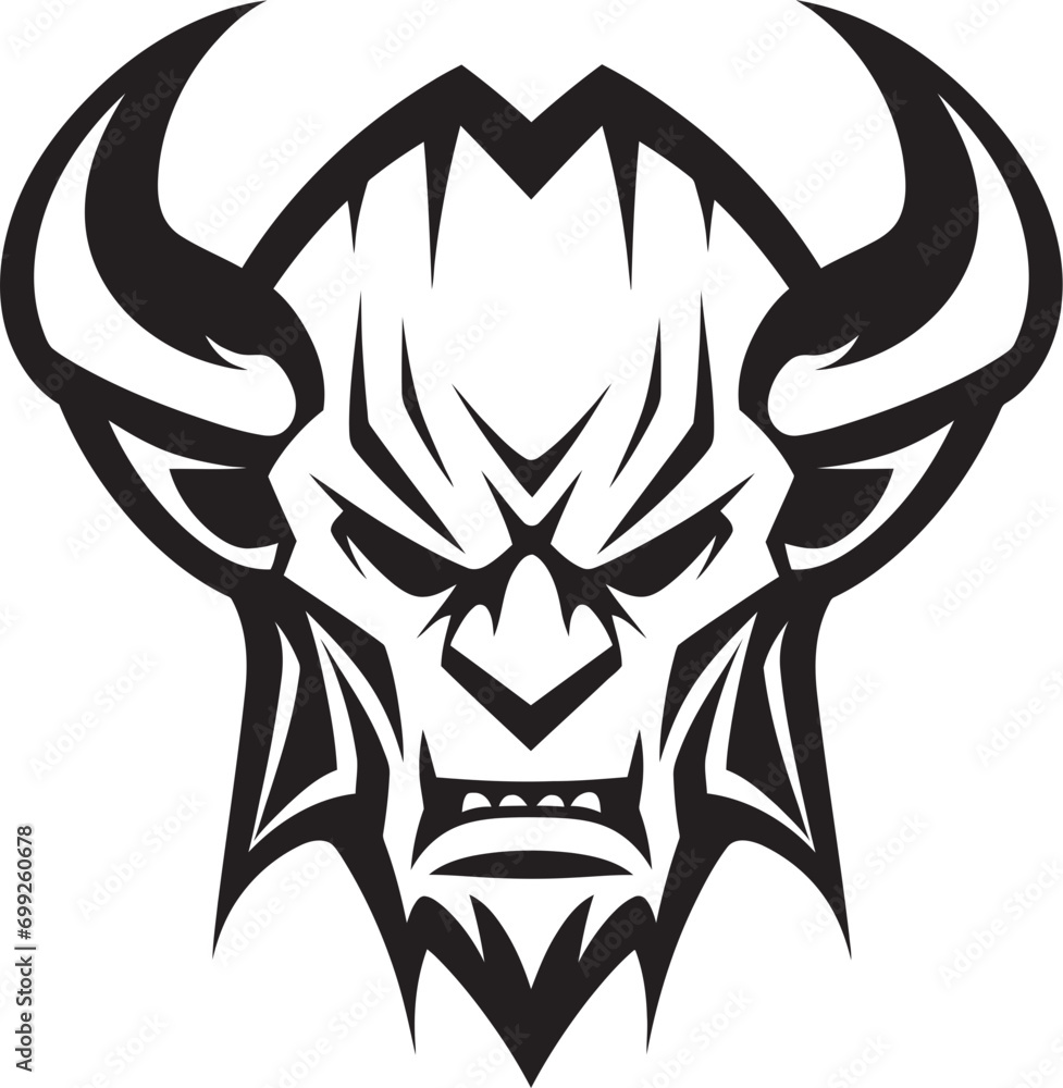 Fototapeta premium Fiery Malevolence Vector Devil s Face Icon Satanic Stare Aggressive Black Devil s Icon