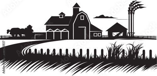 Countryside Legacy Agricultural Vector Icon Rustic Homestead Black Emblem Design