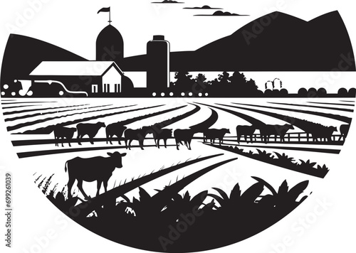 Harvest Homestead Black Vector Logo for Agriculture Farmstead Elegance Agricultural Farmhouse Emblem