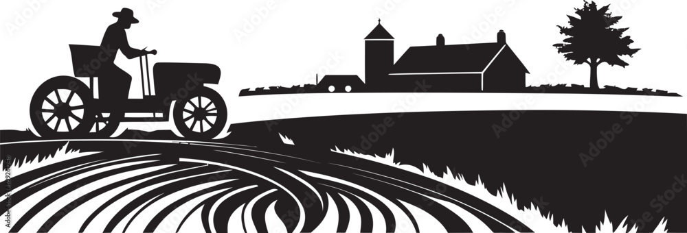 Farmstead Essence Black Logo for Farming Homestead Haven Agricultural Farmhouse Vector Icon