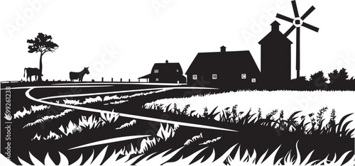 Homestead Legacy Black Vector Logo for Farms Nature s Bounty Agricultural Farmhouse Icon in Vector