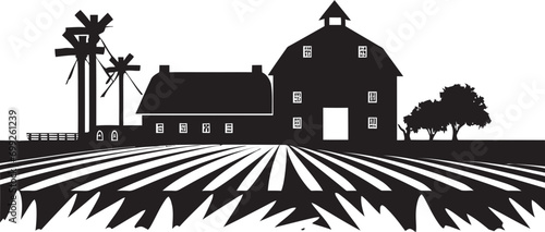 Nature s Bounty Agricultural Farmhouse Icon in Vector Rustic Retreat Black Vector Logo for Farmhouses