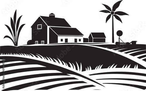 Harvest Heritage Black Logo Icon for Agriculture Rural Reverie Agricultural Farmhouse Vector Design
