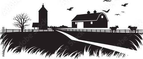 Nature s Harvest Black Vector Logo for Homesteads Harvest Serenity Agricultural Farmhouse Icon Design