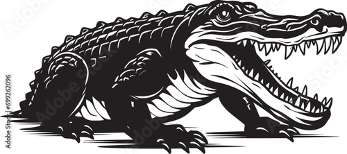 Jungle Scale King Alligator Vector Emblem Sleek Guardian Black Alligator Logo
