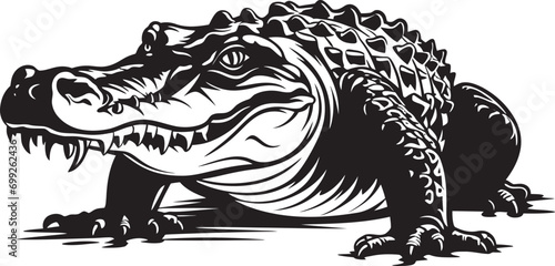 Savage Serenity Alligator Black Vector Emblem Reptilian Majesty Black Alligator Logo Icon