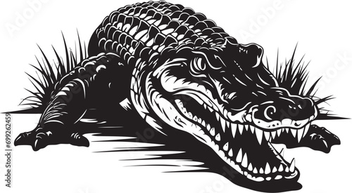 Primeval Power Black Alligator Logo Design River Ruler Vector Black Alligator Icon