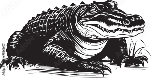 Fierce Gator Black Vector Logo Icon Mystic Marsh Alligator Vector in Black