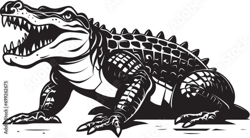 Predator s Realm Black Vector Alligator Alligator Authority Logo in Black Vector © BABBAN