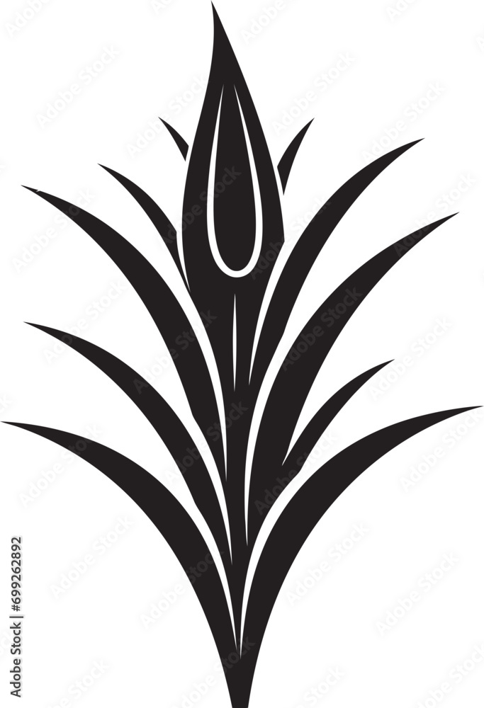 Healing Touch Vector Aloe Plant in Black Leafy Harmony Black Aloe Vector Emblem Healing Touch Vector Aloe Plant in Black Leafy Harmony Black Aloe Vector Emblem