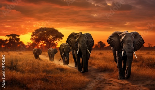  elephant family in savannah © grigoryepremyan