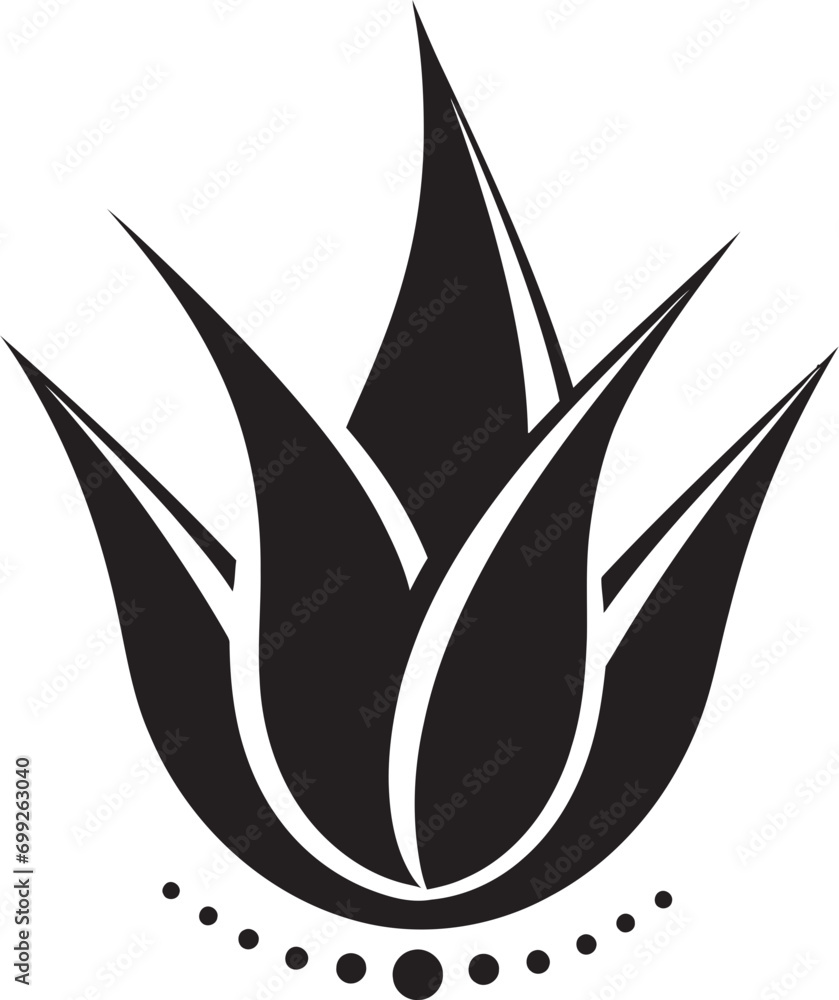 Fototapeta premium Botanical Harmony Aloe Black Logo Design Healing Essence Black Vector Aloe Icon