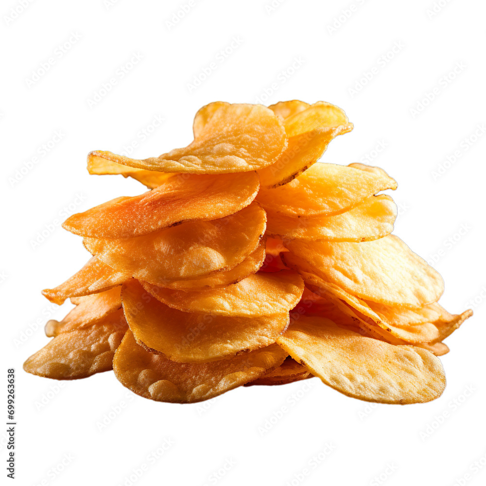 Potato Chips. Transparent Background - Gen AI Potato Chips. Transparent Background - Gen AI