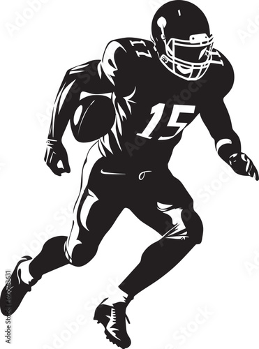 Athletic Excellence Black Football Icon Design Team Leader American Football Player Vector