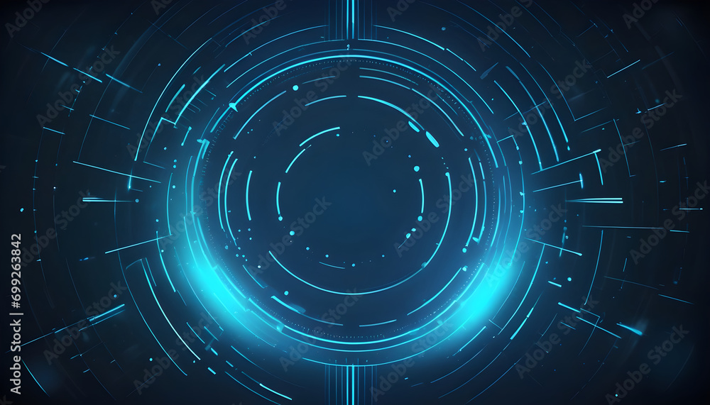 Obraz premium Futuristic circle vector HUD interface screen design. Abstract style on blue background. Abstract vector background. Abstract technology communication design innovation concept background.